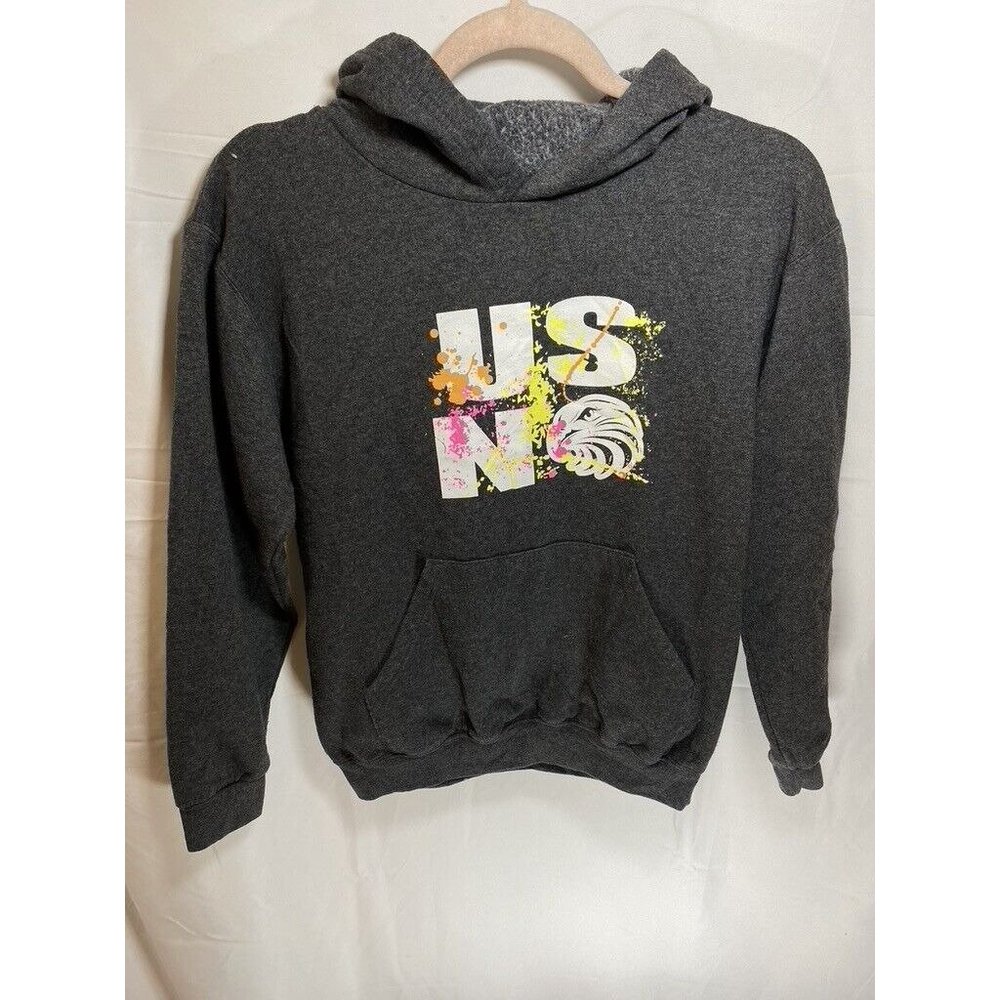 USNO Champion Sweater Boys Large Grey USNO Eco Fleece Hooded Kids Youth